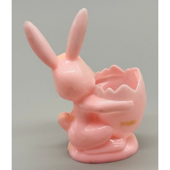 Rosbro Bunny Rabbit Happy Easter Egg Candy Container Toy Pink Plastic Vintage - Picture 4 of 8